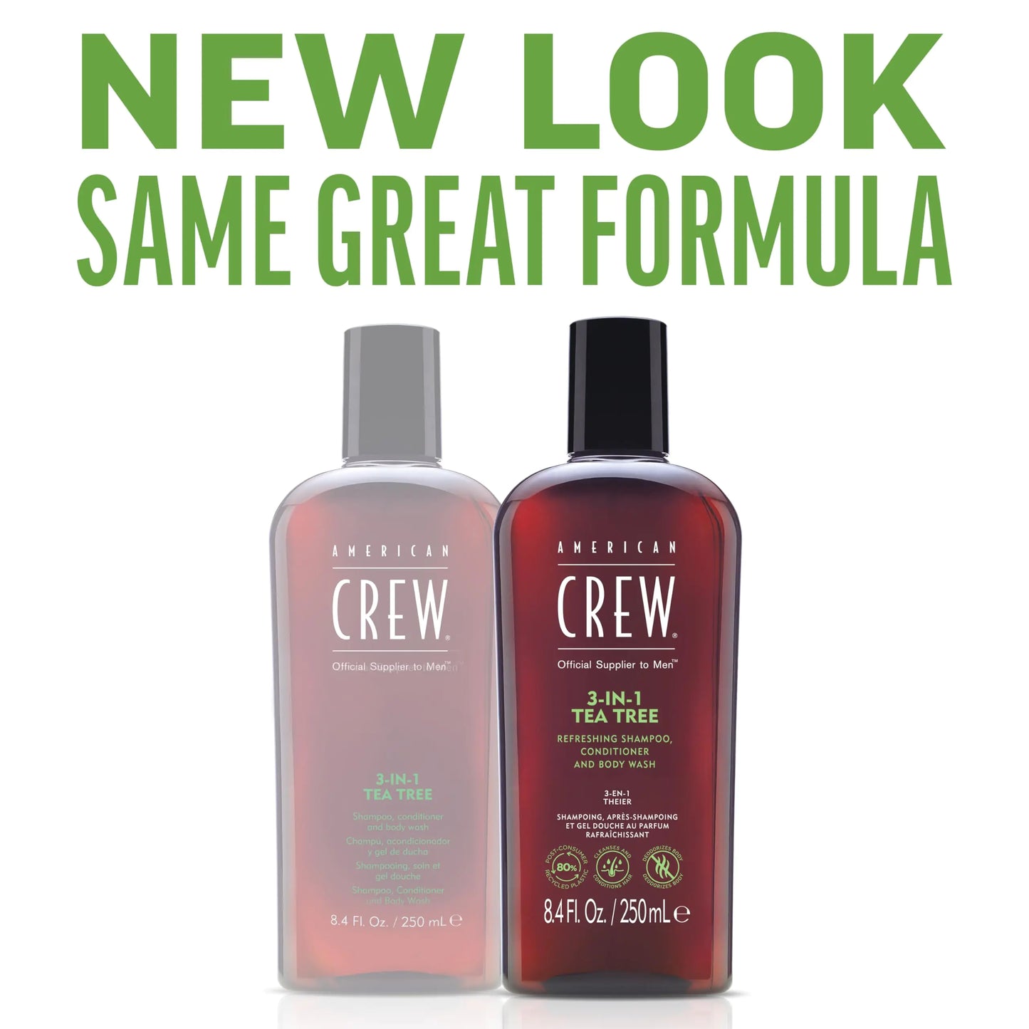 American Crew 3-in-1 Shampoo, Conditioner & Body Wash for Men – Tea Tree Scent (3.3 Fl Oz)