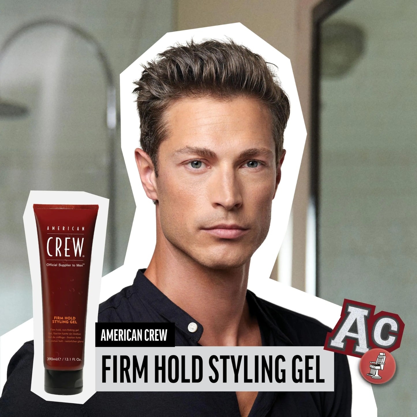 American Crew Men's Hair Gel – Firm Hold & Non-Flaking Styling Gel (8.4 oz)