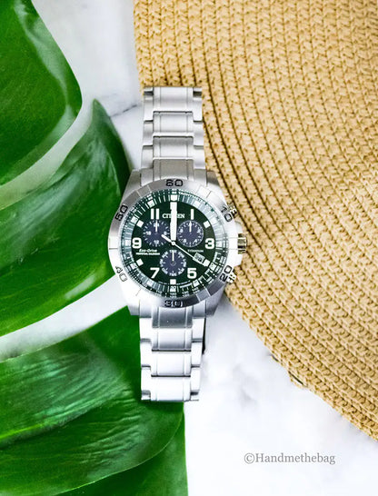 Citizen Weekender Sport Eco-Drive Green Dial Stainless Steel Watch