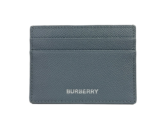 Burberry Sandon Storm Grey Grained Leather Card Case Wallet